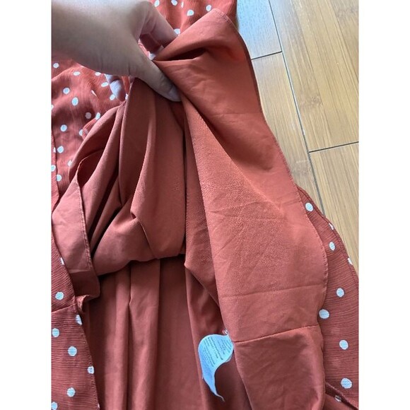 Madewell Smocked Waist Mini Dress Orange Dots - XS - Picture 5 of 6